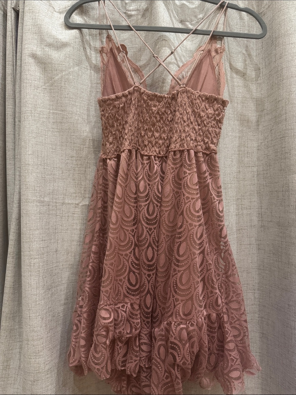 Free People Adella Lace Dusty Rose Lace slip Dress - Picture 4 of 10